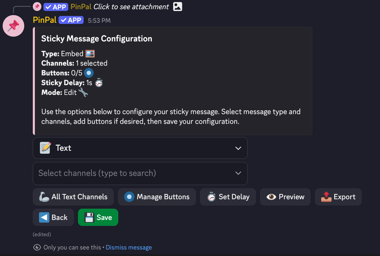 PinPal setup panel screenshot